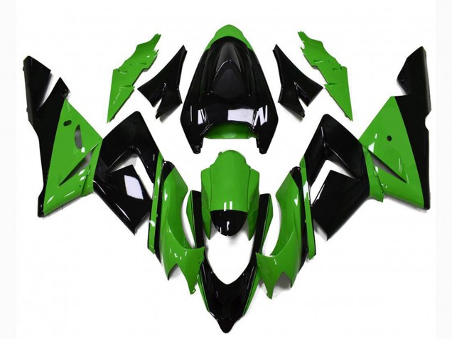 2004-2005 Glossy Black Green Kawasaki ZX10R Motorcycle Fairings UK Stores