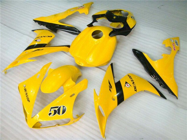 2004-2006 Yellow Glossy Black Dunlop 50 Yamaha YZF R1 Motorcycle Fairings UK Stores