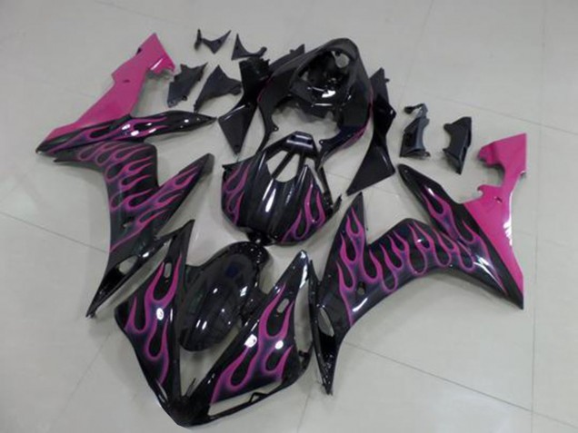 2004-2006 Glossy Black Pink Flame Yamaha YZF R1 Motorcycle Fairings UK Stores