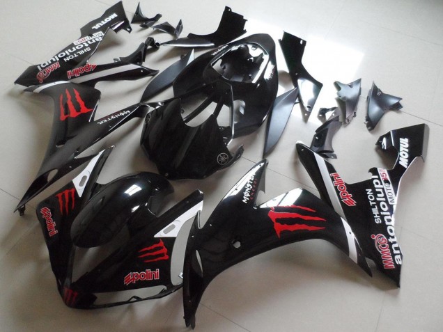 2004-2006 Glossy Black Red Monster Yamaha YZF R1 Motorcycle Fairings UK Stores