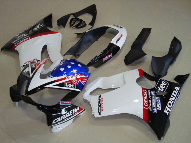 2004-2007 White Red Blue Glossy Black Star Lee Carrera Honda CBR600 F4i Motorcycle Fairings UK Stores