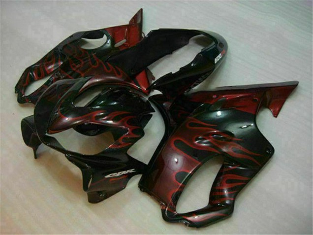 2004-2007 Glossy Black Red Flame Honda CBR600 F4i Motorcycle Fairings UK Stores