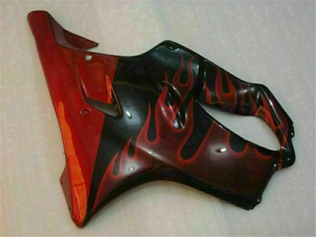2004-2007 Glossy Black Red Flame Honda CBR600 F4i Motorcycle Fairings UK Stores