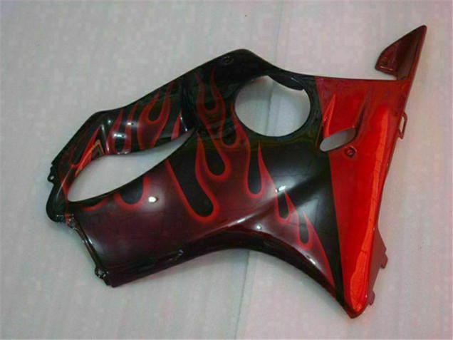 2004-2007 Glossy Black Red Flame Honda CBR600 F4i Motorcycle Fairings UK Stores