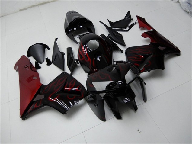 2005-2006 Glossy Black Red Flame Honda CBR600RR Motorcycle Fairing Kits UK Stores