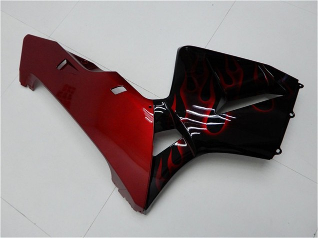 2005-2006 Glossy Black Red Flame Honda CBR600RR Motorcycle Fairing Kits UK Stores