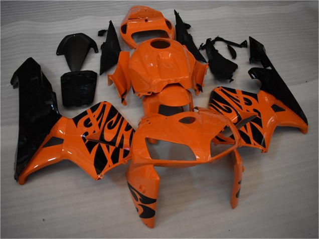 2005-2006 Orange Black Flame Honda CBR600RR Motorcycle Fairing UK Stores