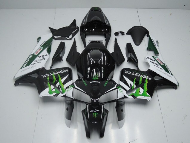 2005-2006 Glossy Black White Green Monster Honda CBR600RR Motorcycle Fairing UK Stores