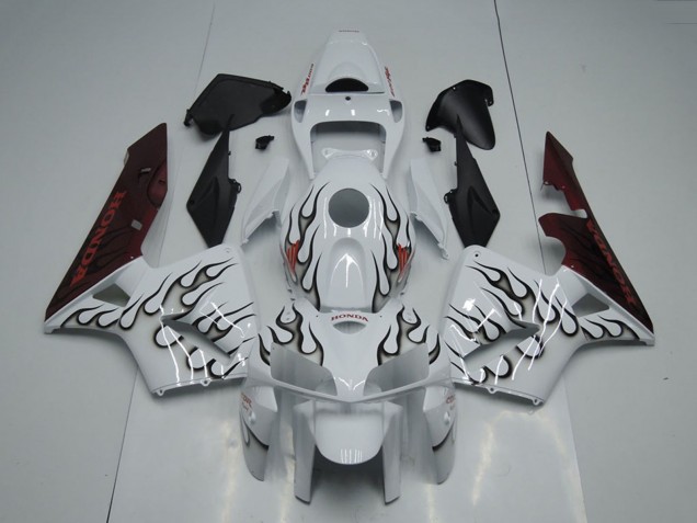 2005-2006 White Black Flame Honda CBR600RR Motorcycle Fairing UK Stores