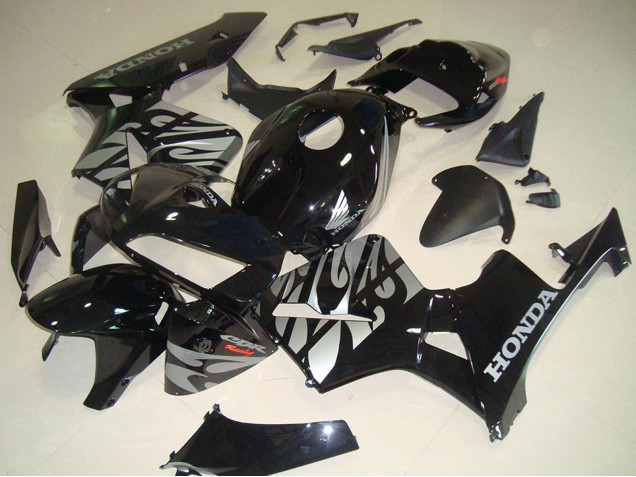 2005-2006 Glossy Black Silver with Flame Honda CBR600RR Motorcycle Fairings UK Stores