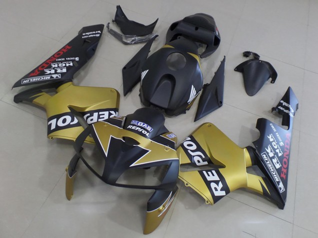 2005-2006 Matte Black Gold Repsol Honda CBR600RR Motorcycle Fairings UK Stores