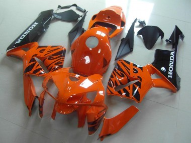2005-2006 Orange Black Flame Honda CBR600RR Motorcycle Fairings UK Stores