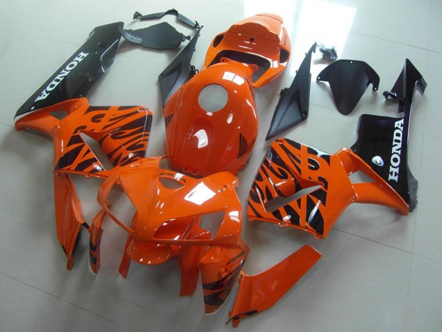 2005-2006 Orange Black Flame Honda CBR600RR Motorcycle Fairings UK Stores