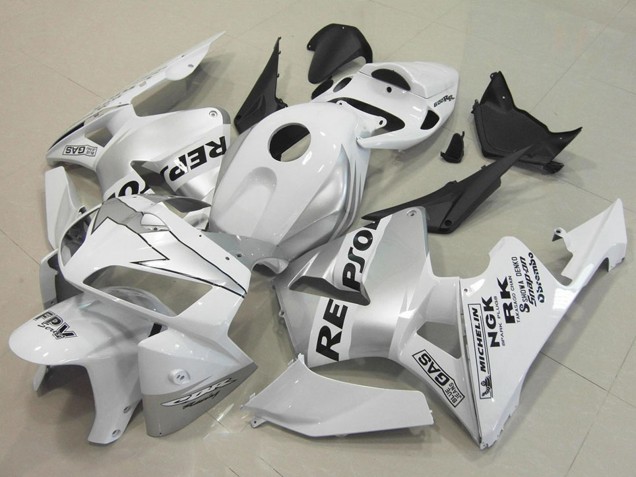 2005-2006 White Silver Black Repsol Honda CBR600RR Motorcycle Fairings UK Stores