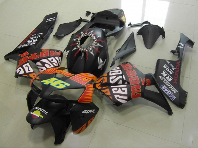 2005-2006 Matte Black Orange Yellow Rossi 46 Honda CBR600RR Motorcycle Fairings UK Stores