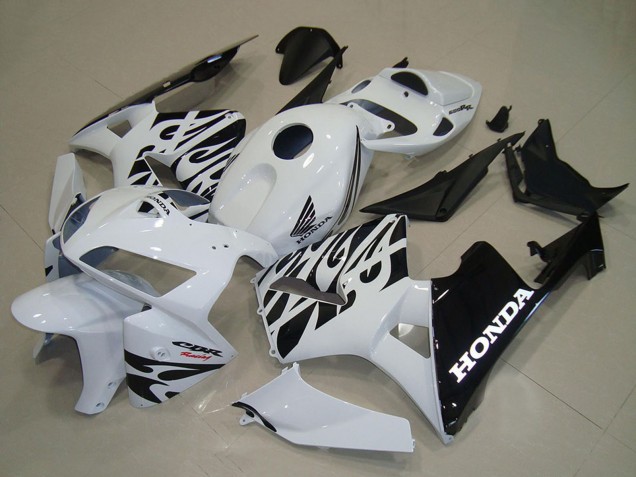 2005-2006 White Black Flame Honda CBR600RR Motorcycle Fairings UK Stores