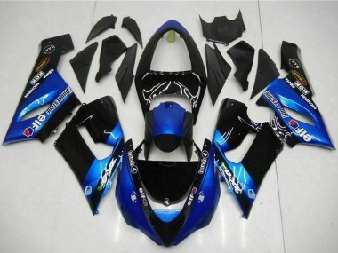 2005-2006 Blue Glossy Black Elf Kawasaki ZX6R Motorcycle Fairings UK Stores