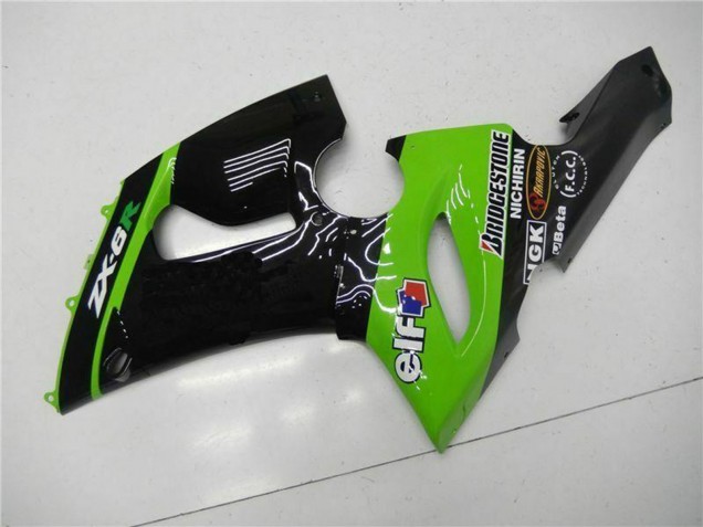 2005-2006 Green Glossy Black Elf Kawasaki ZX6R Motorcycle Fairings UK Stores