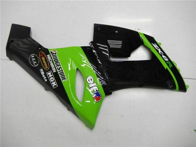 2005-2006 Green Glossy Black Elf Kawasaki ZX6R Motorcycle Fairings UK Stores