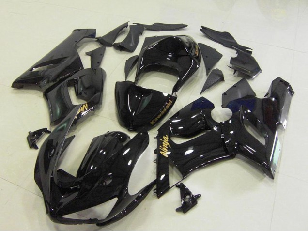 2005-2006 Glossy Black Gold Decals Kawasaki ZX6R Motorcycle Fairings UK Stores