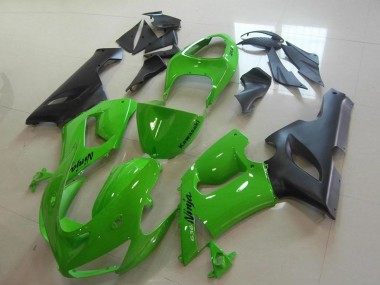 2005-2006 Green Matte Black Kawasaki ZX6R Motorcycle Fairings UK Stores