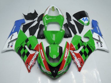 2005-2006 White Green Red Blue Black Motocard Kawasaki ZX6R Motorcycle Fairings UK Stores