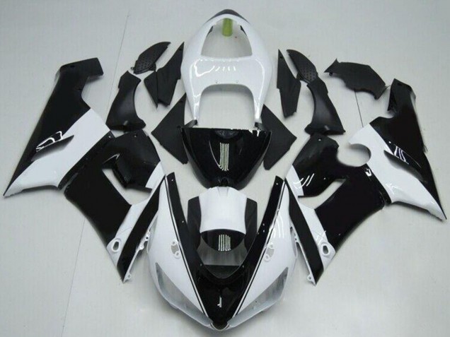 2005-2006 White Glossy Black Kawasaki ZX6R Motorcycle Fairings UK Stores