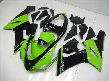 2005-2006 Green Glossy Black Kawasaki ZX6R Motorcycle Fairing UK Stores