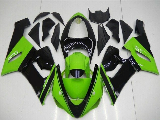 2005-2006 Green Glossy Black Kawasaki ZX6R Motorcycle Fairing UK Stores