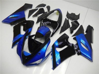 2005-2006 Blue Glossy Black Kawasaki ZX6R Motorcycle Fairing Kits UK Stores