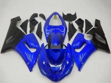 2005-2006 Blue Matte Black Kawasaki ZX6R Motorcycle Fairings UK Stores