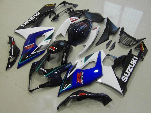 2005-2006 White Blue Glossy Black Suzuki GSXR 1000 Motorcycle Fairings UK Stores