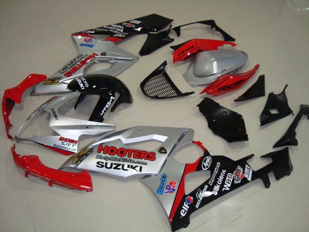 2005-2006 Silver Red Black Hooters Suzuki GSXR 1000 Motorcycle Fairings UK Stores