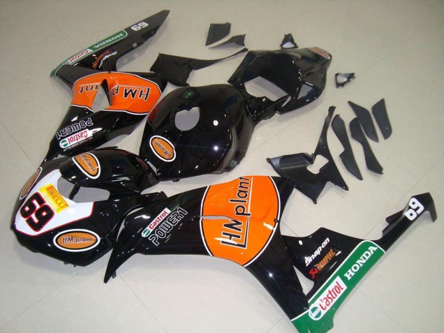 2006-2007 Glossy Black Orange Green Hm Plant Racing 69 Honda CBR1000RR Motorcycle Fairings UK Stores