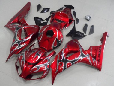 2006-2007 Red Black Silver Flame Honda CBR1000RR Motorcycle Fairings UK Stores