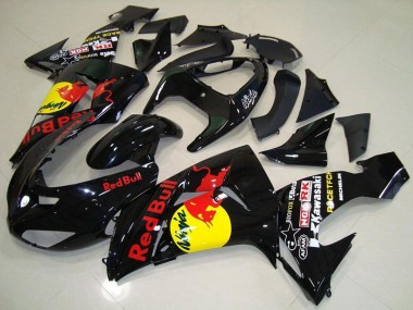 2006-2007 Glossy Black Yellow Red Bull Kawasaki ZX10R Motorcycle Fairings UK Stores