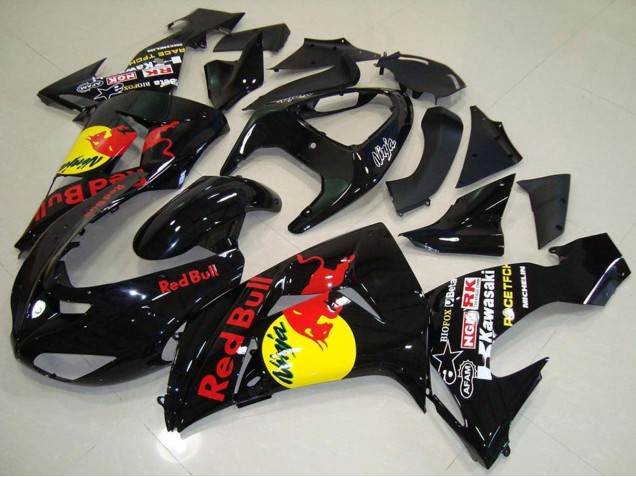 2006-2007 Glossy Black Yellow Red Bull Kawasaki ZX10R Motorcycle Fairings UK Stores