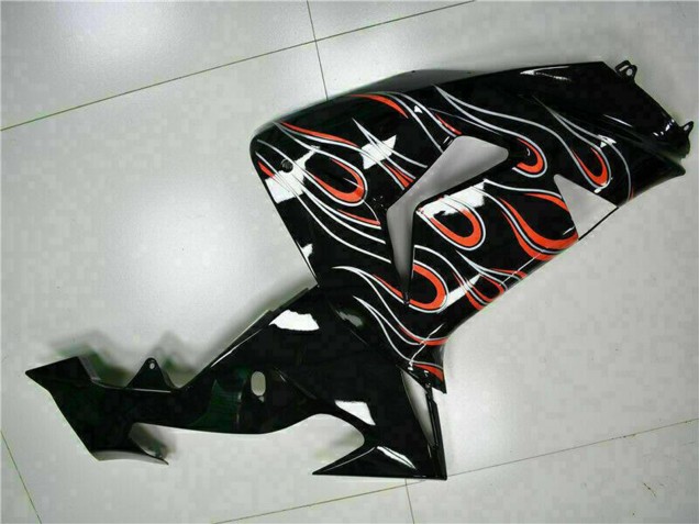 2006-2007 Glossy Black Red Flame Kawasaki ZX10R Motorcycle Fairing Kits UK Stores