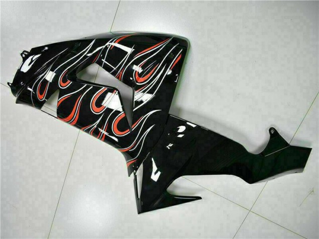 2006-2007 Glossy Black Red Flame Kawasaki ZX10R Motorcycle Fairing Kits UK Stores