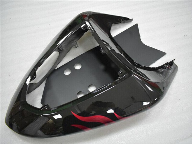 2006-2007 Glossy Black Red Flame Kawasaki ZX10R Motorcycle Fairing UK Stores