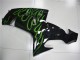 2006-2007 Glossy Black Green Flame Kawasaki ZX10R Motorcycle Fairings UK Stores