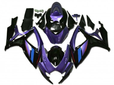 2006-2007 Purple Blue Glossy Black Stripe Suzuki GSXR 600/750 Motorcycle Fairings UK Stores
