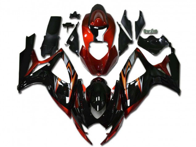 2006-2007 Orange Silver Glossy Black Stripe Suzuki GSXR 600/750 Motorcycle Fairings UK Stores
