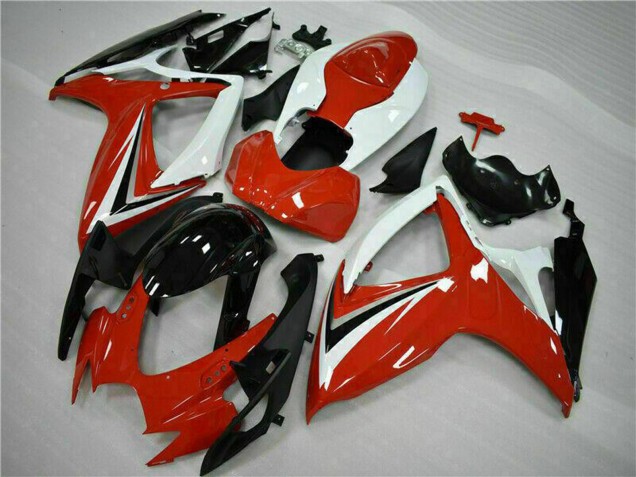 2006-2007 White Red Glossy Black Stripe Suzuki GSXR 600/750 Motorcycle Fairings UK Stores