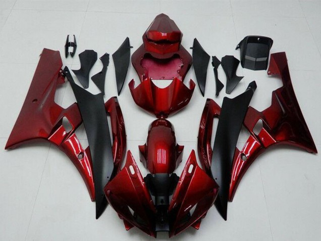 2006-2007 Red Matte Black Yamaha YZF R6 Motorcycle Fairing Kits UK Stores
