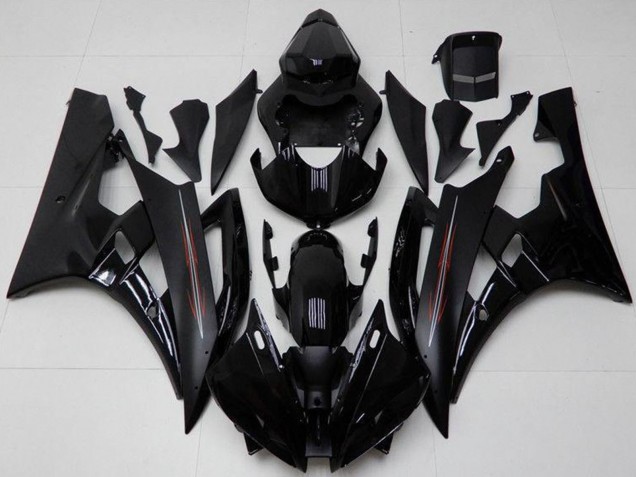 2006-2007 Glossy Black Matte Black Yamaha YZF R6 Motorcycle Fairing Kits UK Stores
