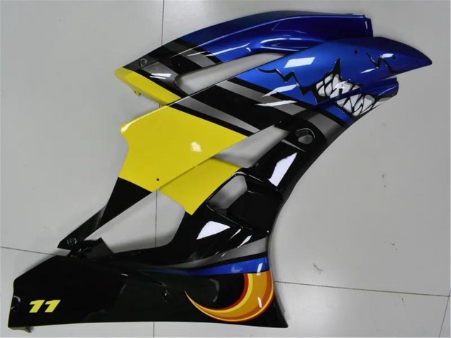 2006-2007 Blue Yellow Glossy Black Shark Yamaha YZF R6 Motorcycle Fairings UK Stores
