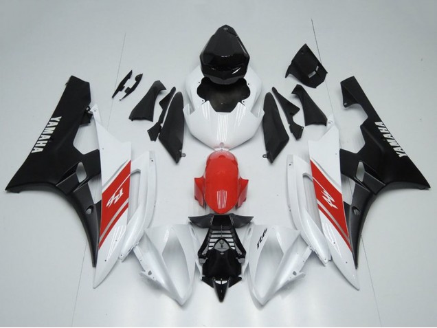 2006-2007 White Red Matte Black Yamaha YZF R6 Motorcycle Fairing UK Stores