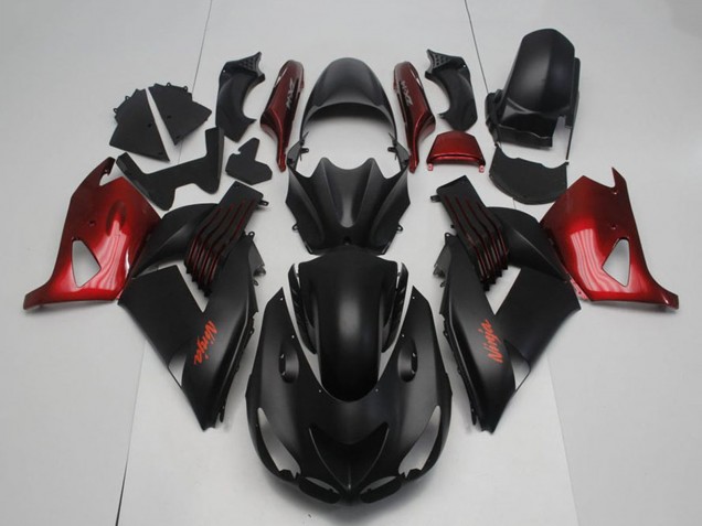 2006-2011 Matte Black Red Ninja Kawasaki ZX14R ZZR1400 Motorcycle Fairings UK Stores