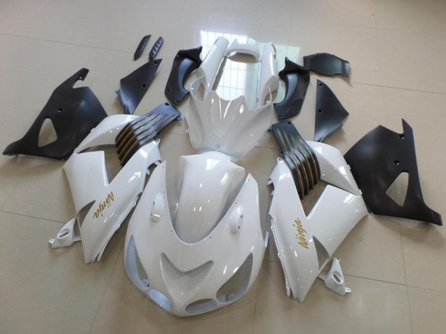 2006-2011 White Matte Black Gold Ninja Kawasaki ZX14R ZZR1400 Motorcycle Fairings UK Stores